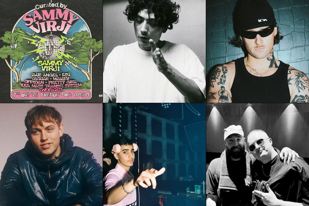Six of the UK garage names shaping 2026: Sammy Virji's Finsbury Park poster, Interplanetary Criminal, KETTAMA, Silva Bumpa, Omar+ and NOTION