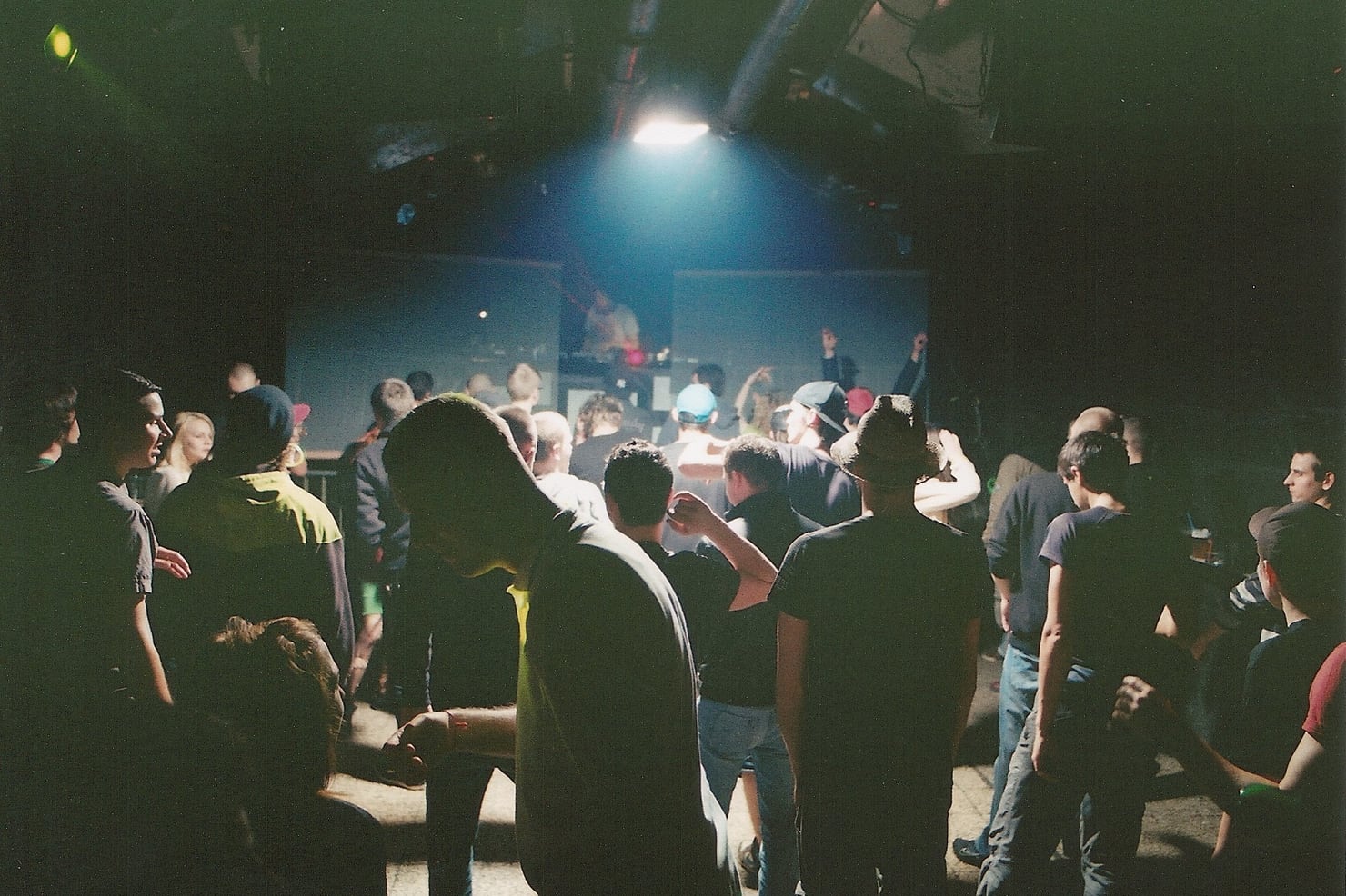 The dancefloor at Sub Club in Glasgow under a single spotlight