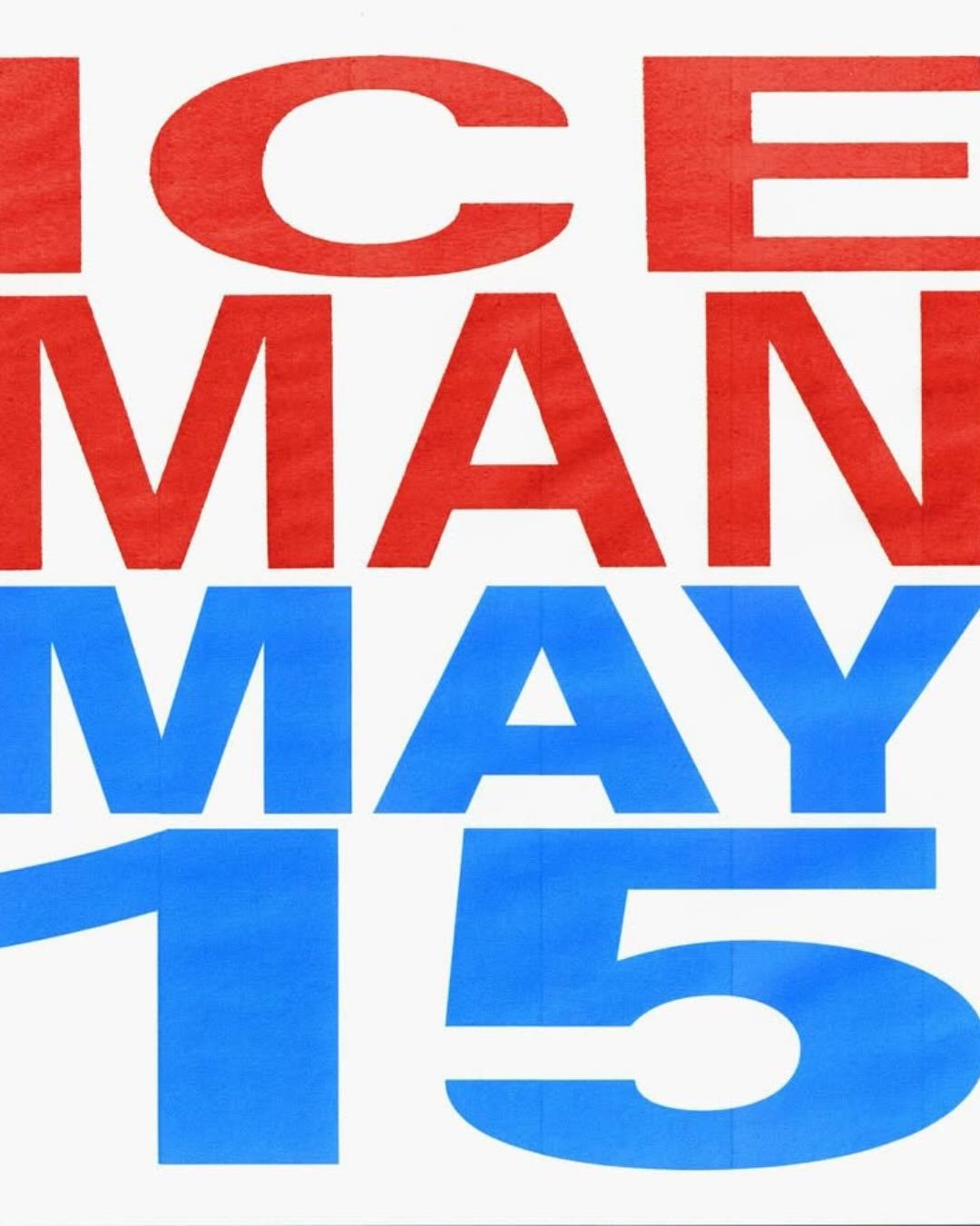 Drake Iceman album May 15 2026 release date official typographic graphic in red and blue