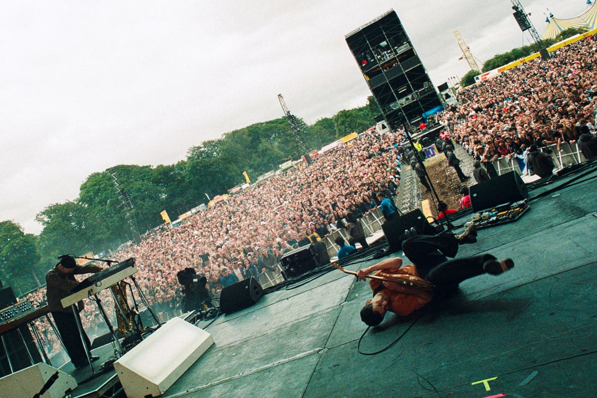A main stage crowd at Reading and Leeds festival stretching back through the arena